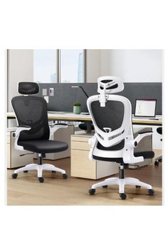 Golden Ergonomic Office Chair, Home Office Swivel Task Chair with High Back and Armrest, Headrest Desk Chair with Adjustable Lumbar Support, Adjustable Height Gaming Chair（White）  - Image 5