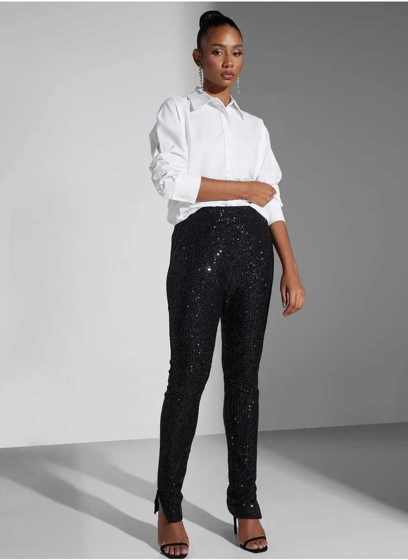 4th & Reckless Sequined Ruched Leggings