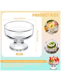 SYOSI Glass Ice Cream Bowl Set, Small Glass Dessert Cups for Trifle Parfait Sundae and Nuts, Mini Footed Dessert Cups, Clear Glass Fruit Parfait Cups, Lead-Free Glass Trifle Tasters Set of 4  - Image 5