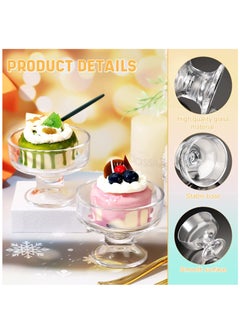 SYOSI Glass Ice Cream Bowl Set, Small Glass Dessert Cups for Trifle Parfait Sundae and Nuts, Mini Footed Dessert Cups, Clear Glass Fruit Parfait Cups, Lead-Free Glass Trifle Tasters Set of 4  - Image 3