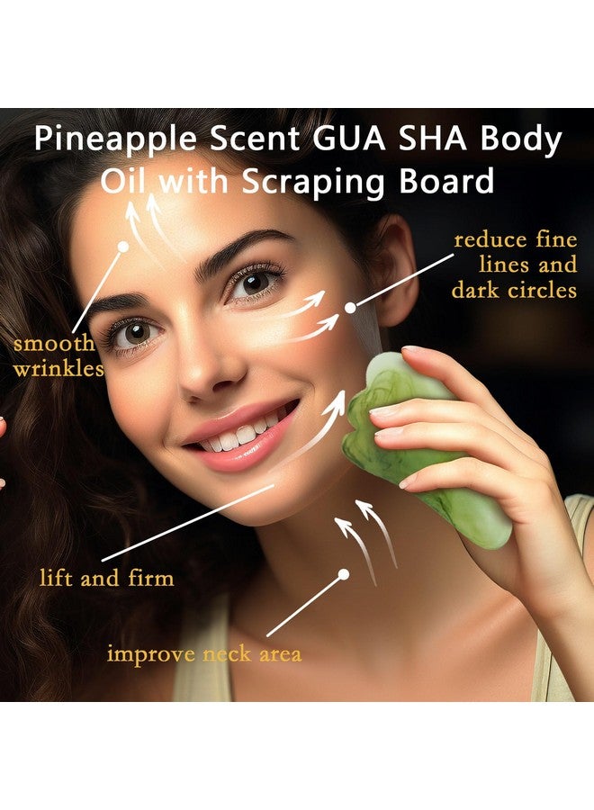 MR.A عبوة من زيت الجسم برائحة عصير الأناناس، زيت الجسم المرطب بفيتامين E مع زيت الجوجوبا، زيت الجسم بالأناناس بعد الاستحمام للبشرة الجافة، زيت التدليك وزيت الغواشا مع أداة الغواشا - Image 2