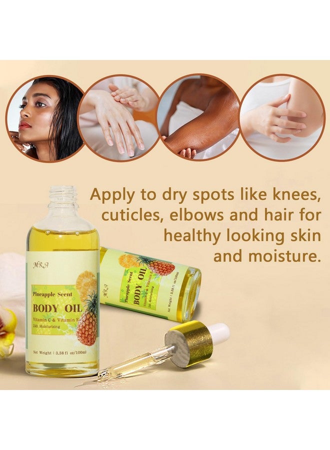 MR.A عبوة من زيت الجسم برائحة عصير الأناناس، زيت الجسم المرطب بفيتامين E مع زيت الجوجوبا، زيت الجسم بالأناناس بعد الاستحمام للبشرة الجافة، زيت التدليك وزيت الغواشا مع أداة الغواشا - Image 3