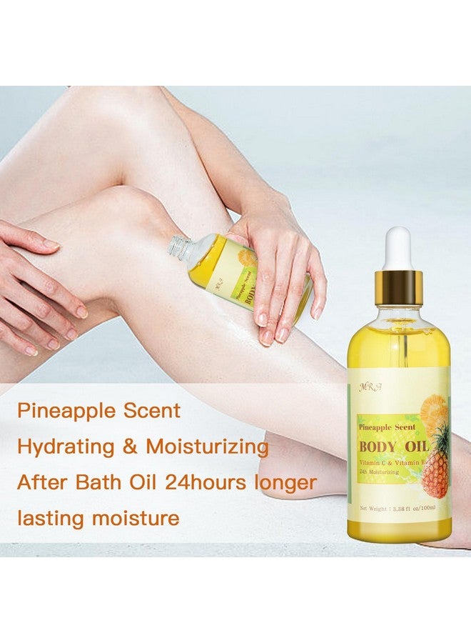 MR.A عبوة من زيت الجسم برائحة عصير الأناناس، زيت الجسم المرطب بفيتامين E مع زيت الجوجوبا، زيت الجسم بالأناناس بعد الاستحمام للبشرة الجافة، زيت التدليك وزيت الغواشا مع أداة الغواشا - Image 5