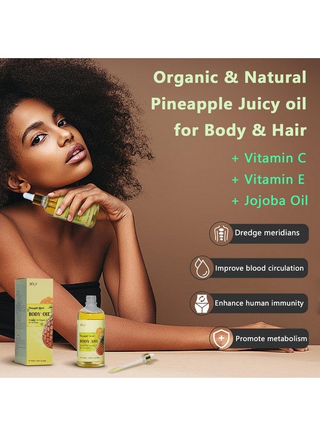 MR.A عبوة من زيت الجسم برائحة عصير الأناناس، زيت الجسم المرطب بفيتامين E مع زيت الجوجوبا، زيت الجسم بالأناناس بعد الاستحمام للبشرة الجافة، زيت التدليك وزيت الغواشا مع أداة الغواشا - Image 4