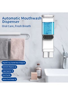 Generic Automatic Mouthwash Dispenser Touchless 700mL(23.67 Oz),Wall Mounted Mouth Wash Dispenser for Bathroom with Magnetic Cups  - Image 2