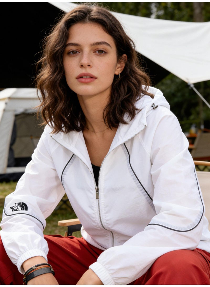 THE NORTH FACE Hooded sunscreen clothing, outdoor lightweight full zipper hooded coat, breathable and ultraviolet-proof sports long-sleeved coat, suitable for daily wear, sports training, running, hiking, fishing, mountain climbing or other outdoor activities. - Image 1