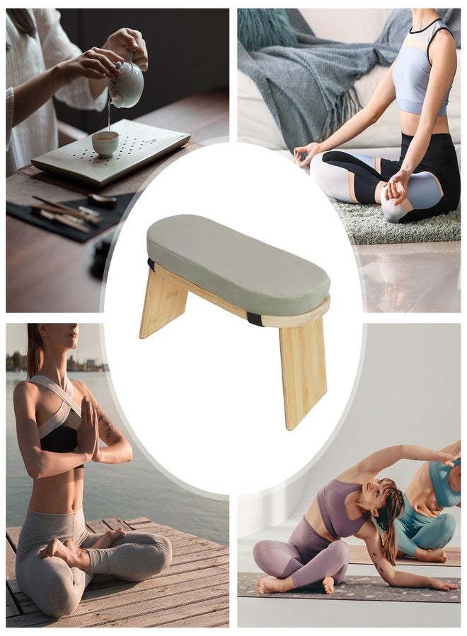 SHATUOA Bamboo Meditation Bench with Cushion, Folding Kneeling Meditation Bench, Portable Kneeling Chair for Kneeling or Sitting, 396.83lbs Load Max (Green) - Image 2