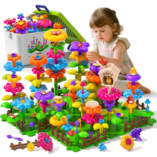 Garbo Star 112 Pcs Flower Garden ToyToddler Girl Toys 34 Years Old Girls Gardening Building Gifts Set Best Educational Learning Fine Diy Crafts Stem Construction Stacking Kitfor 3 4 5 6 7 Year Kids Birthday - Image 1