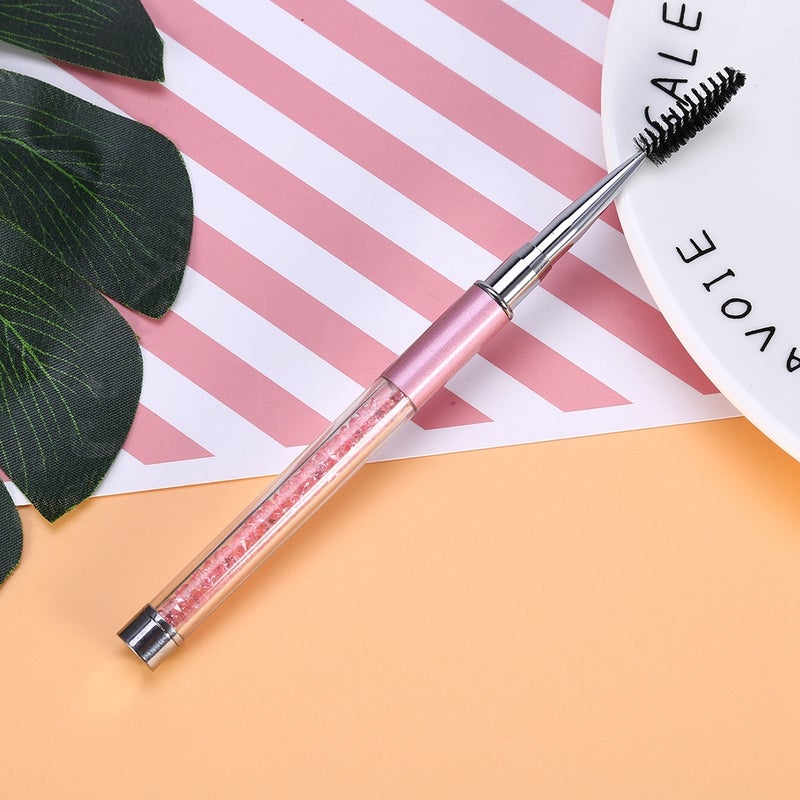 Pinkish Eyelash Brush: 2-In-1 Dual Function, Lightweight Easy-Grip Pen Style, Rhinestone Accents - Compact Transparent Cylinder Packaging for Eye Makeup Application, Storage and Travel - Image 4