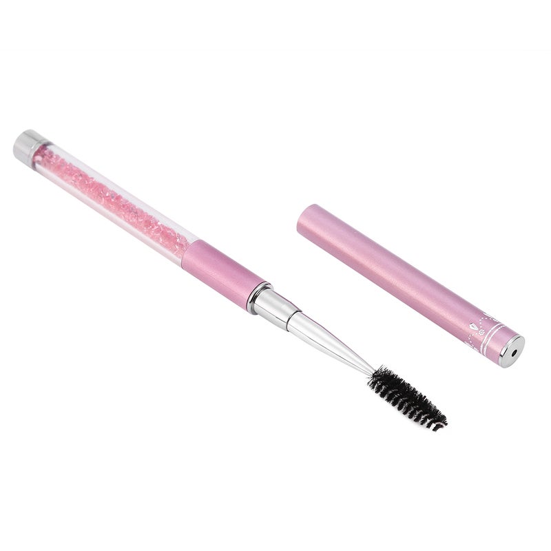 Pinkish Eyelash Brush: 2-In-1 Dual Function, Lightweight Easy-Grip Pen Style, Rhinestone Accents - Compact Transparent Cylinder Packaging for Eye Makeup Application, Storage and Travel - Image 3