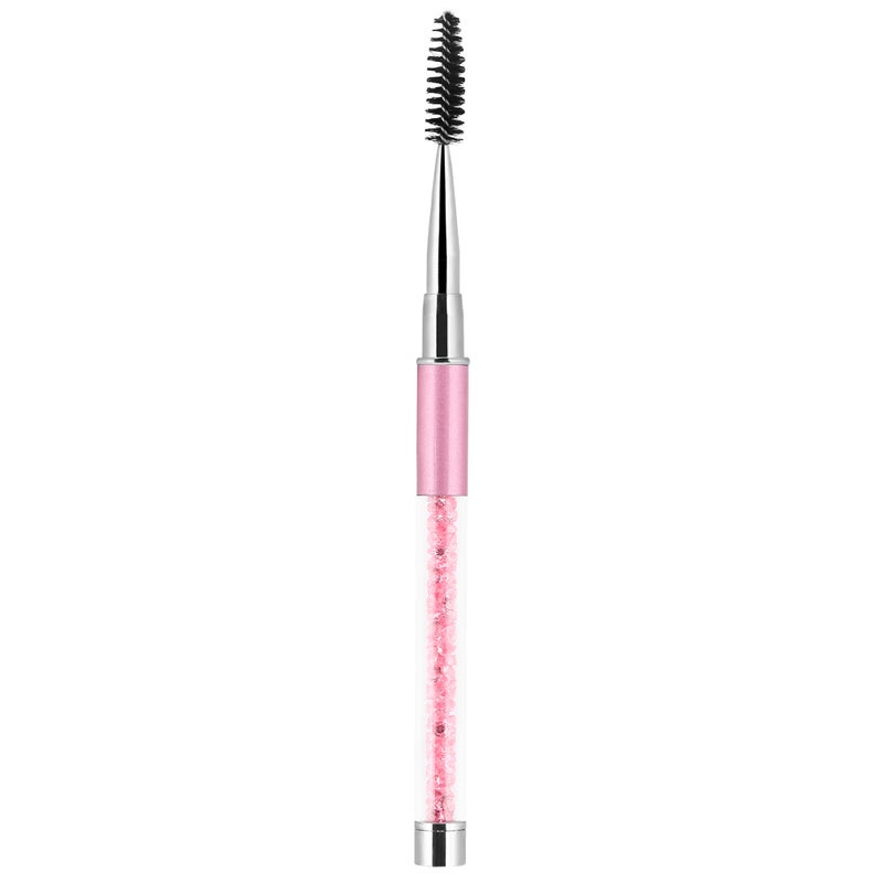 Pinkish Eyelash Brush: 2-In-1 Dual Function, Lightweight Easy-Grip Pen Style, Rhinestone Accents - Compact Transparent Cylinder Packaging for Eye Makeup Application, Storage and Travel - Image 2