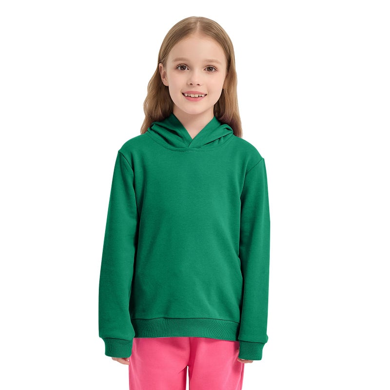 Phedrew Cotton Kids Hoodie Sweatshirt Midweight Long Sleeve Pullover Boys Girls Tops Clothes for Toddlers(Age 2-14) Forest Green - Image 2