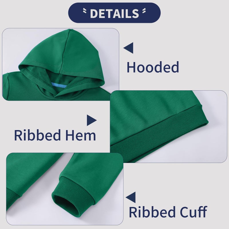 Phedrew Cotton Kids Hoodie Sweatshirt Midweight Long Sleeve Pullover Boys Girls Tops Clothes for Toddlers(Age 2-14) Forest Green - Image 4