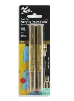 Mont Marte 2-Piece Signature Dual Tip Acrylic Paint Marker Pens Gold Ink  - Image 1