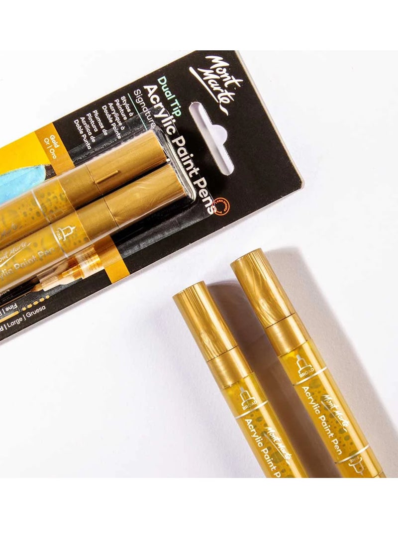 Mont Marte 2-Piece Signature Dual Tip Acrylic Paint Marker Pens Gold Ink  - Image 3
