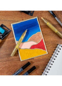 Mont Marte 2-Piece Signature Dual Tip Acrylic Paint Marker Pens Gold Ink  - Image 5