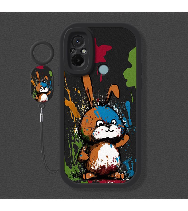 Black Protective Phone Case for Redmi 9C Synthetic Leather Dirt Resistant Shockproof Cover - Image 2