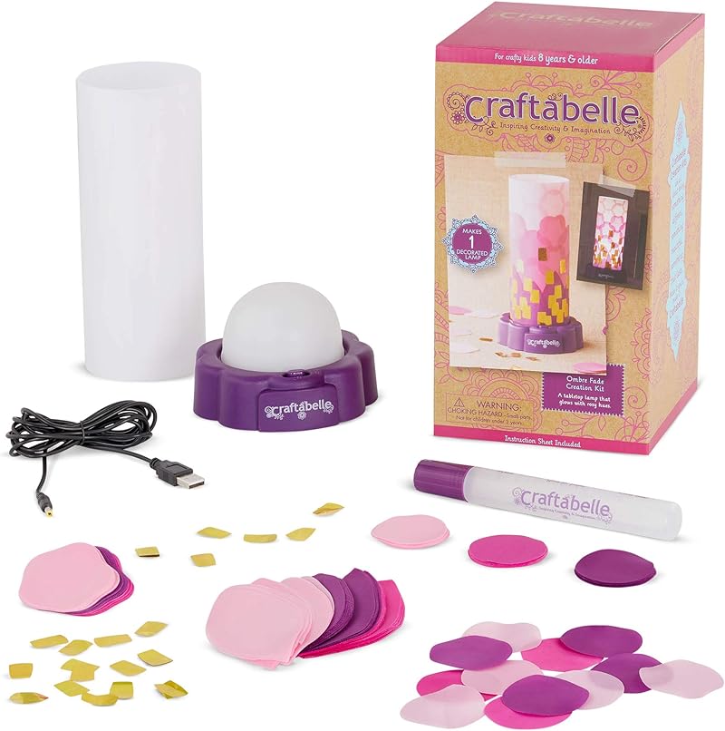 Ombre Fade Creation Kit â€“ Lampshade Decorating Kit â€“ 323pc LED Lamp Set with Fabric & Accessories â€“ DIY Arts & Crafts for Kids Aged 8 Years +