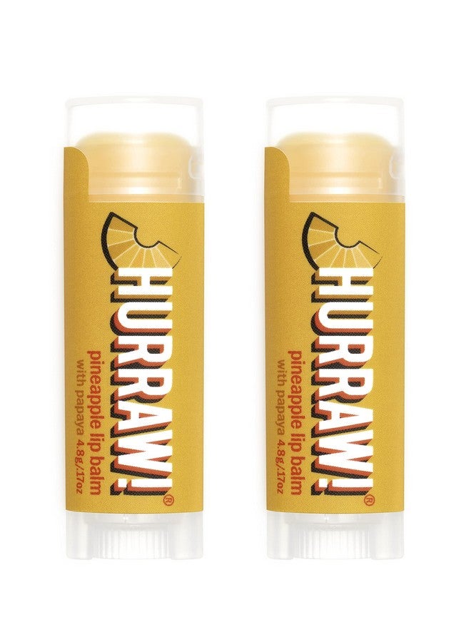 Hurraw! بلسم شفاه أناناس 2 عبوة: معتمد عضوي نباتي خالي من القسوة والغلوتين. غير معدّل وراثيًا 100% مكونات طبيعية. خالي من شمع النحل وزبدة الشيا وفول الصويا والنخيل. مصنوع في الولايات المتحدة. - Image 1