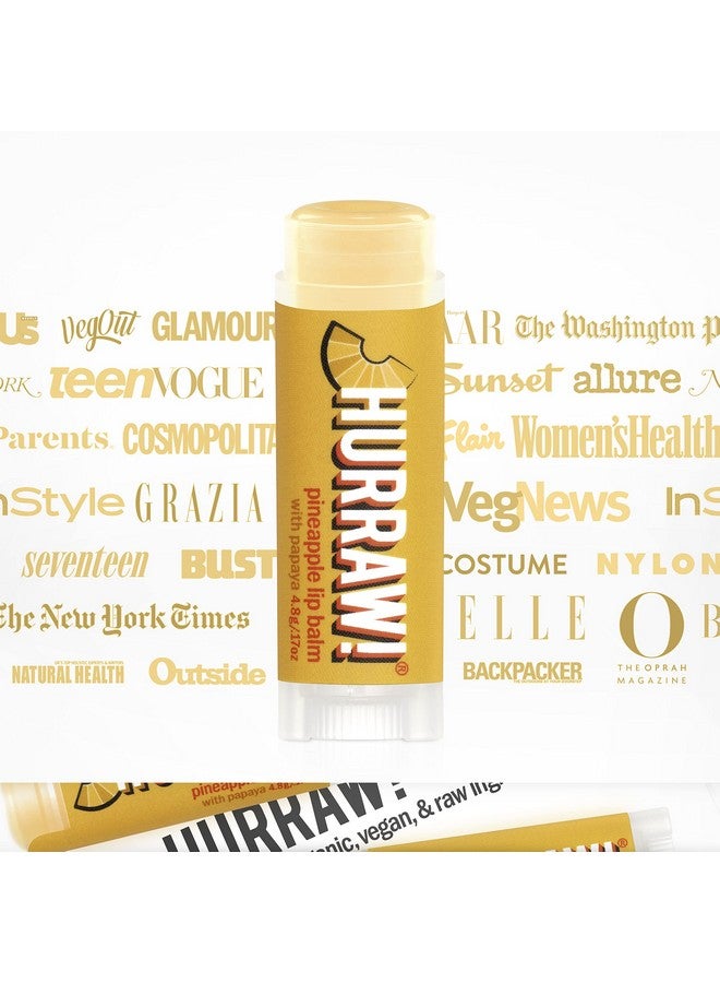 Hurraw! بلسم شفاه أناناس 2 عبوة: معتمد عضوي نباتي خالي من القسوة والغلوتين. غير معدّل وراثيًا 100% مكونات طبيعية. خالي من شمع النحل وزبدة الشيا وفول الصويا والنخيل. مصنوع في الولايات المتحدة. - Image 4