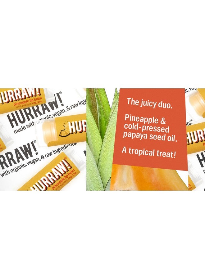 Hurraw! بلسم شفاه أناناس 2 عبوة: معتمد عضوي نباتي خالي من القسوة والغلوتين. غير معدّل وراثيًا 100% مكونات طبيعية. خالي من شمع النحل وزبدة الشيا وفول الصويا والنخيل. مصنوع في الولايات المتحدة. - Image 3