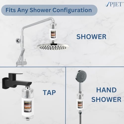 PJET Chrome Shower Filter for Hard Water for Hair – Bathroom Tap & Shower Water Softener Purifier | Shower Head Filter for Hair Fall, Dry Skin & Chlorine Removal | Universal Fit (Silver) - Image 3