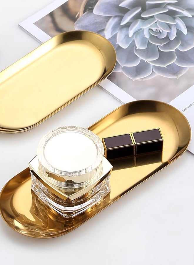 Morlife Stainless Steel Dinner Plate Pasta Dessert Plate Salad Metal Decorative Plates Oval Serving Tray (Gold, 23x9.5cm) - Image 4