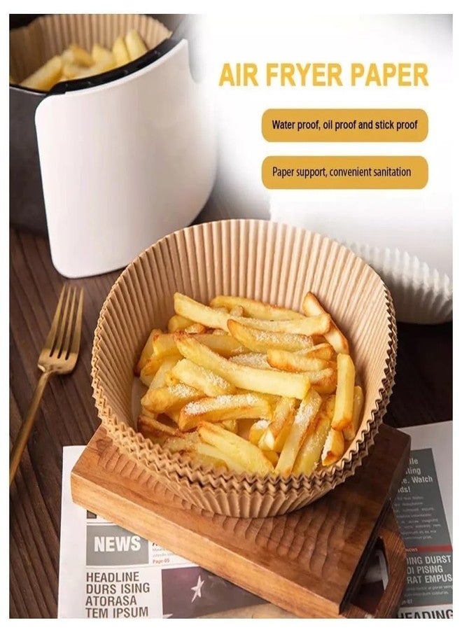 TRYV 100 PCS Air Fryer Parchment Paper Liners (6.3 Inch) Non-Stick & Unbleached | Round Food-Grade Air Fryer Sheets with Silicone Brush & Spatula | Easy Cleanup for Baking, Frying & Cooking - Image 3