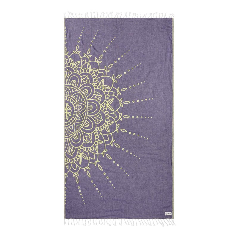 Sand Cloud Turkish Beach Towel - Sand Free - 100% Organic Turkish Cotton Yarn - Quick Dry Towel for Beach, Picnic Blanket or Throw - As Seen on Shark Tank - Flower Mandala Grape - Image 1