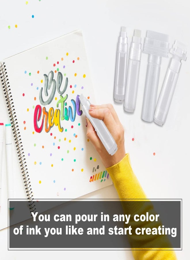 Epakh مجموعة إيباهك من 4 أقلام طلاء فارغة قابلة لإعادة التعبئة قلم أبيض واضح طرف سميك زجاجة طلاء 4 أحجام قلم فارغ قابل لإعادة التعبئة للفنون الأكريليك والزيوت والألوان المائية والبقع والأصباغ والأحبار - Image 5