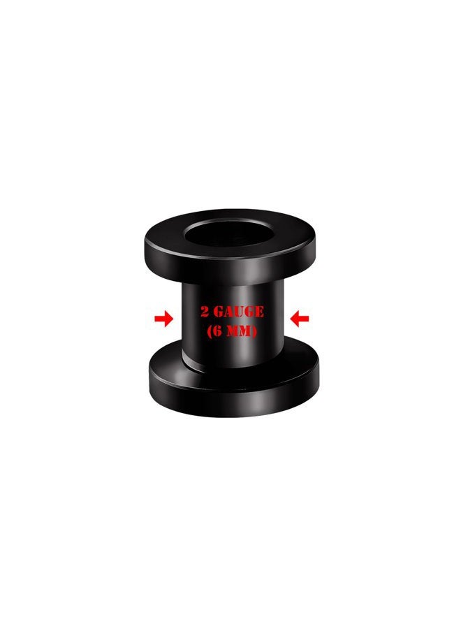 BIG GAUGES زوج من مجوهرات ثقب الأذن من الفولاذ الجراحي 316L مع طلاء أسود، قابلة للتثبيت بالبراغي، لتوسيع شحمة الأذن، أنفاق لحم، أقراط، فولاذ مقاوم للصدأ - Image 2