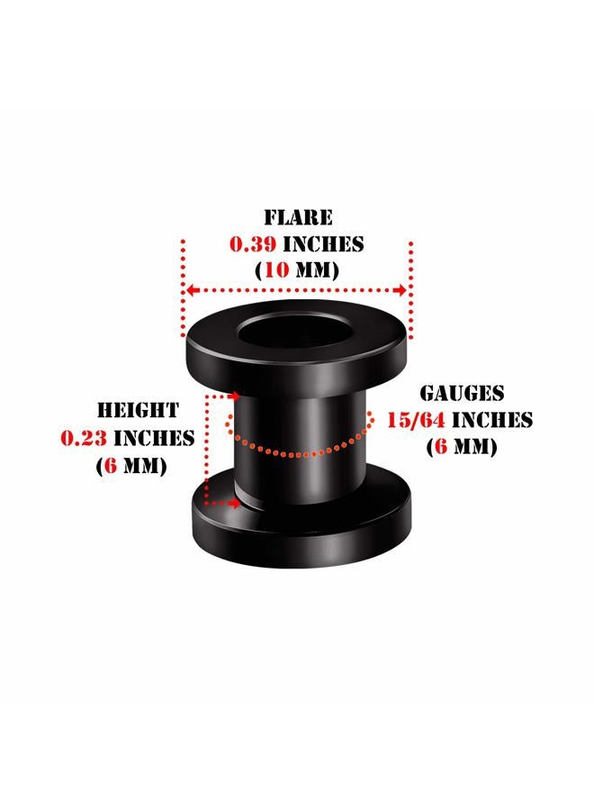 BIG GAUGES زوج من مجوهرات ثقب الأذن من الفولاذ الجراحي 316L مع طلاء أسود، قابلة للتثبيت بالبراغي، لتوسيع شحمة الأذن، أنفاق لحم، أقراط، فولاذ مقاوم للصدأ - Image 3