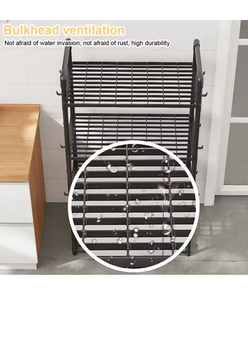 YelaJoy 5Tier Storage Shelves Kitchen Bakers Rack with Storage Cabinet Cupboard Organizer Bookcase Microwave Oven Stand for Living Room And Kitchen 50x27x147cm - Image 4