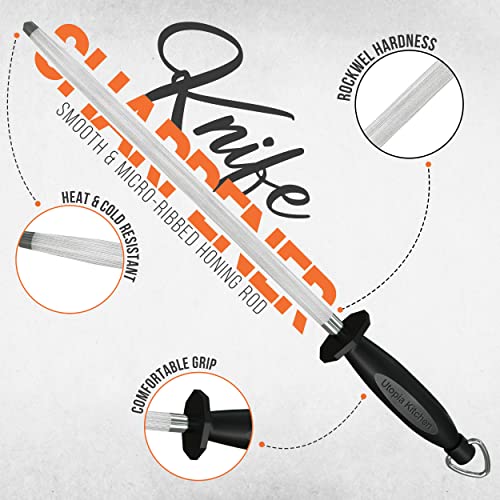 Utopia Kitchen 10 Inch Honing Steel Knife Sharpening Steel Sharpening Rod, Black - Image 2