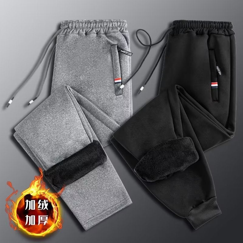 سروال رياضي شتوي للأولاد والمراهقين بلون موحد بنطلون سميك مبطن بالفليس للطلاب في المرحلة الإعدادية عادي يناسب جميع الأزياء عصري - Image 5