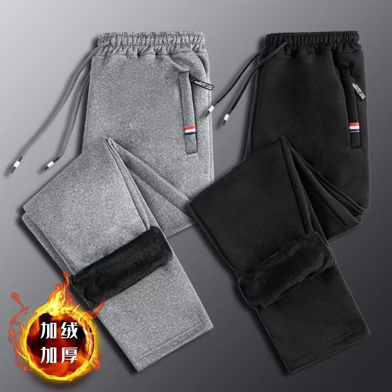 سروال رياضي شتوي للأولاد والمراهقين بلون موحد بنطلون سميك مبطن بالفليس للطلاب في المرحلة الإعدادية عادي يناسب جميع الأزياء عصري - Image 3