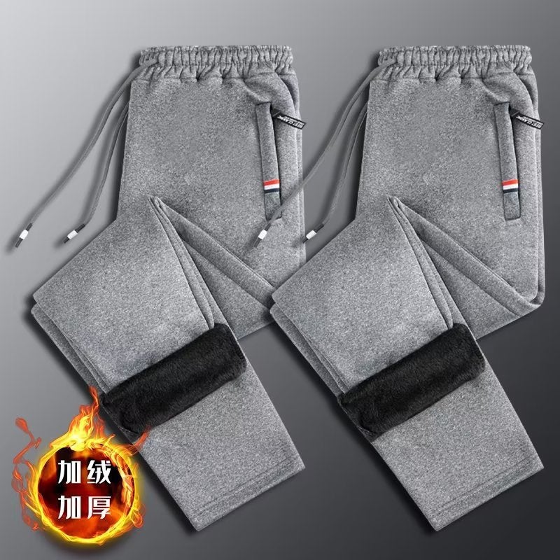 سروال رياضي شتوي للأولاد والمراهقين بلون موحد بنطلون سميك مبطن بالفليس للطلاب في المرحلة الإعدادية عادي يناسب جميع الأزياء عصري - Image 2