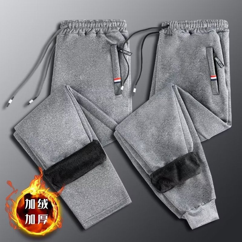 سروال رياضي شتوي للأولاد والمراهقين بلون موحد بنطلون سميك مبطن بالفليس للطلاب في المرحلة الإعدادية عادي يناسب جميع الأزياء عصري - Image 4