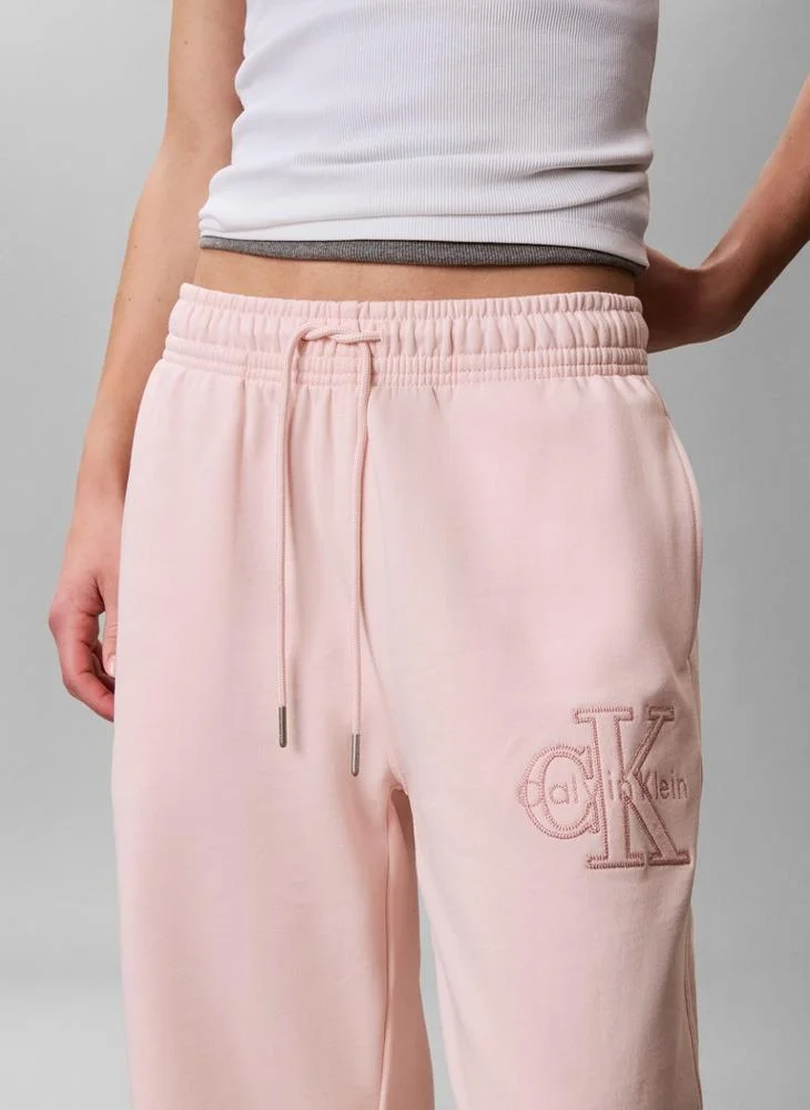 Calvin Klein Jeans Mangano Calcite Textured Monologo Embroidery Terry Joggers for Women | Best Price UAE