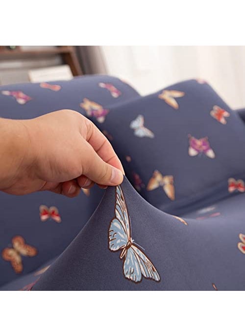 Styleys - Styleys Stretchable 3 Seater Sofa Cover Universal Fit Elastic Sofa Slipcover for Living Room Triple Seater Protective Couch Case (3 Seater, 180-230 cms, Purple Butterfly, SLMH-54) - Image 1