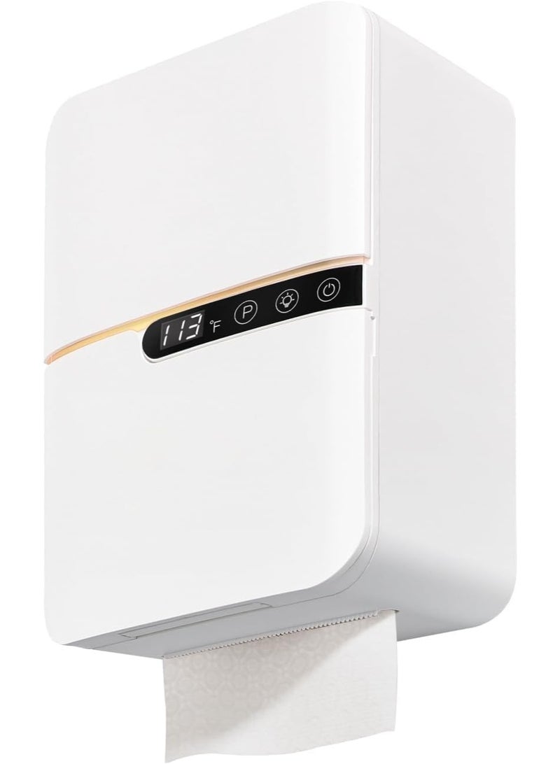 2-in-1 Wipe Warmer and Toilet Paper Holder with Changing Light, White - Image 1