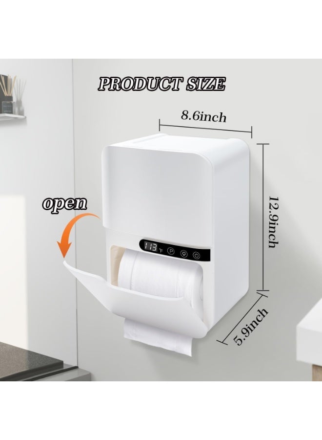 2-in-1 Wipe Warmer and Toilet Paper Holder with Changing Light, White - Image 2