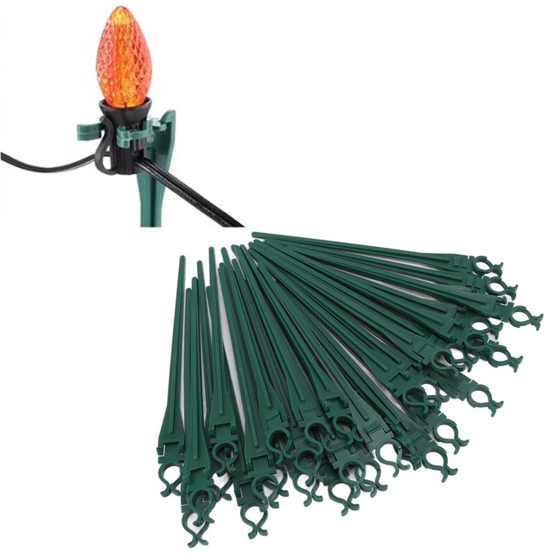 50pcs Christmas Light Yard Stakes Universal 9inch Tall Ground Lights Stakes for C7 C9 Holiday Lights Lawn Patio Path Walkway Black - Image 4