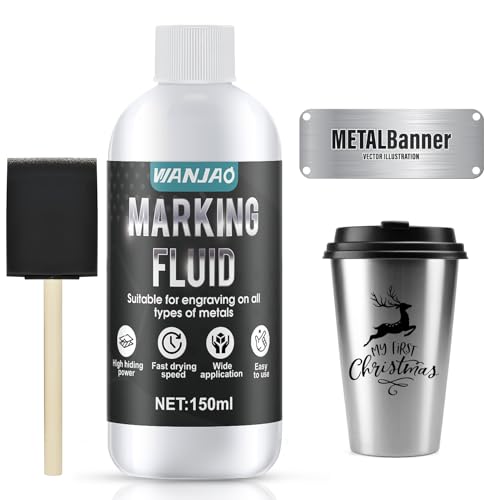 WANJAO Marking Spray, Marking Powder Enhanced Engraving with Sponge Brush Water Based Safe Low Odor Fast Drying Suit for Metal, Wood, Glass 150ml - Image 1