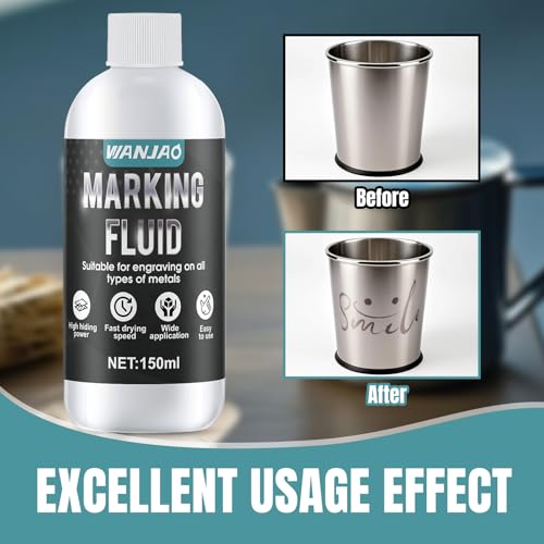 WANJAO Marking Spray, Marking Powder Enhanced Engraving with Sponge Brush Water Based Safe Low Odor Fast Drying Suit for Metal, Wood, Glass 150ml - Image 2