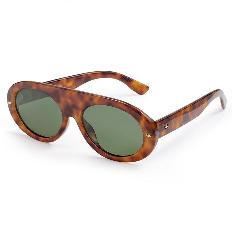 SOJOS Trendy Flat Top Polarized Sunglasses for Women Men Retro Chunky Frame Oval Lens Sun Glasses SJ2279 - Image 1