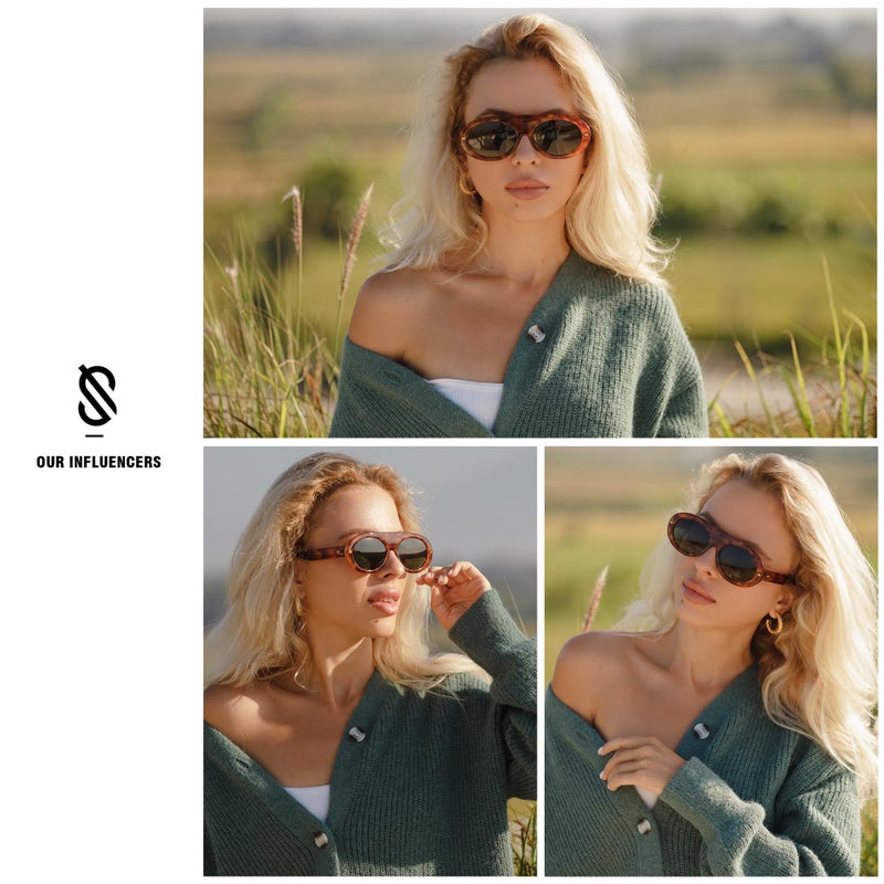 SOJOS Trendy Flat Top Polarized Sunglasses for Women Men Retro Chunky Frame Oval Lens Sun Glasses SJ2279 - Image 2