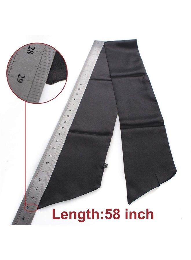 Xtrend 2Pcs Women's Satin Edge Scarves for Wigs 58 Inch Silk Edge Laying Scarf for Women Non Slip Hair Wrap Wigs Grip Band for Yoga, Makeup, Facial, Sport (2 pcs, Black#) - Image 1