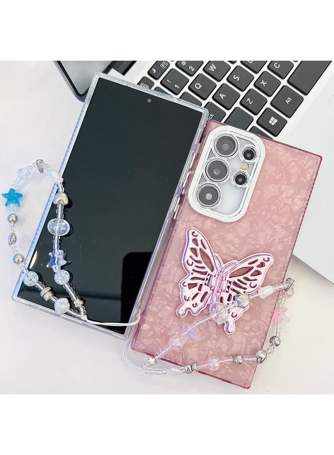 erorex Case For Samsung Galaxy A16 5G Plating Glitter Lens Film Texture Butterfly Holder Wristband Phone Case - Image 3