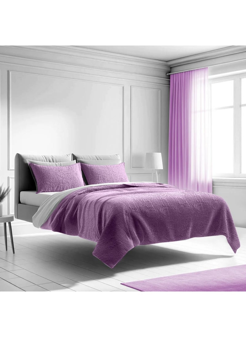 Mezzati Mezzati Bedspread Coverlet Set PurpleJasper  Prestige Collection  Comforter Bedding Cover  Brushed Microfiber Bedding 3Piece Quilt Set KingCal King Purple Jasper 